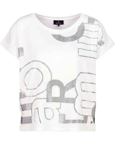 Monari T-Shirt mit Strass Schrift - Weiß