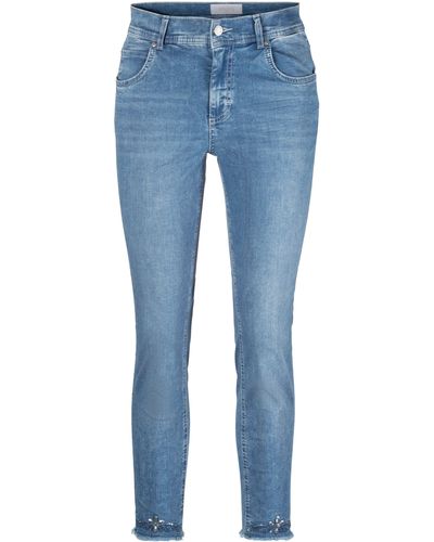 ANGELS 7/8-Jeans ORNELLA FRINGE SEQUIN mit Stickerei und Paillettenverzierungen am Beinabschluß - Blau