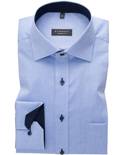 Eterna Businesshemd Große Größen Oxford Langarmhemd bügelfrei hellblau uni