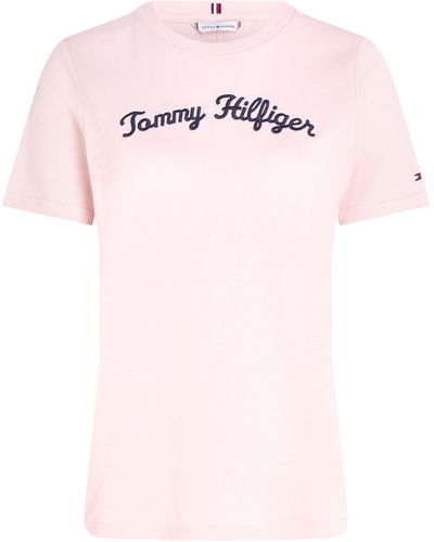 Tommy Hilfiger T-Shirt CRV REG SCRIPT TEE SS Große Größen - Pink