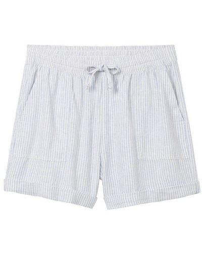 Tom Tailor Stoffhose easy linen shorts, light blue white small stripe - Weiß