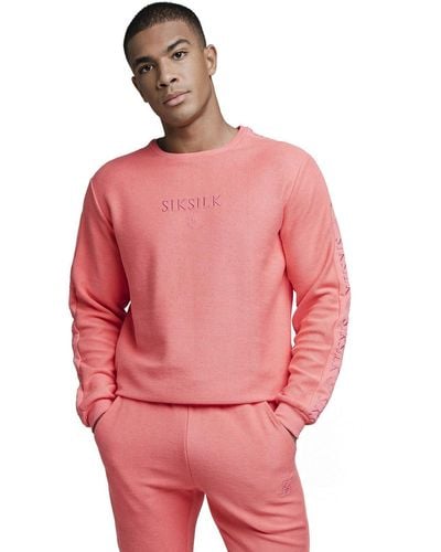 SIKSILK Crewneck L/S LOOP BACK EMBROIDERED SWEATER SS19125 Pink