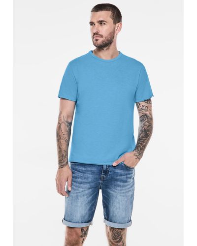 Street One Men T-Shirt aus reiner Baumwolle - Blau