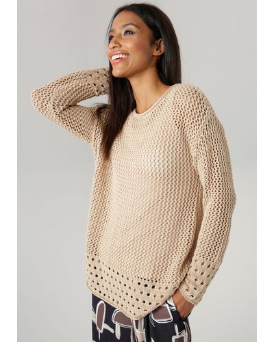 Aniston SELECTED Strickpullover in Netzoptik - Natur