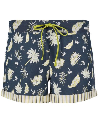 SKINY Pyjamashorts Pyjama Shorts mit Palmen (1-tlg) - Blau
