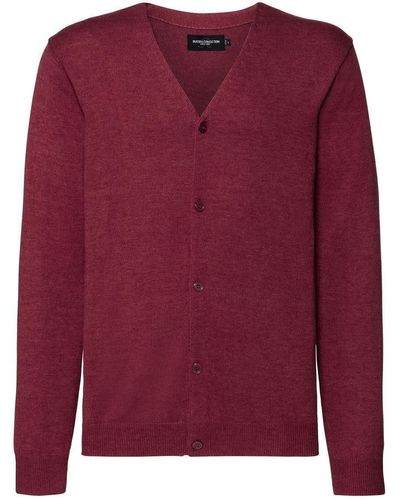 Russell Men's V-Neck Knitted Cardigan - Rot