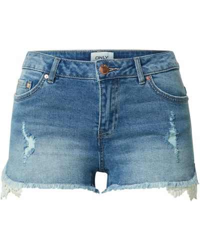 ONLY Jeansshorts Carmen (1-tlg) Spitze, Weiteres Detail, Cut-Outs - Blau