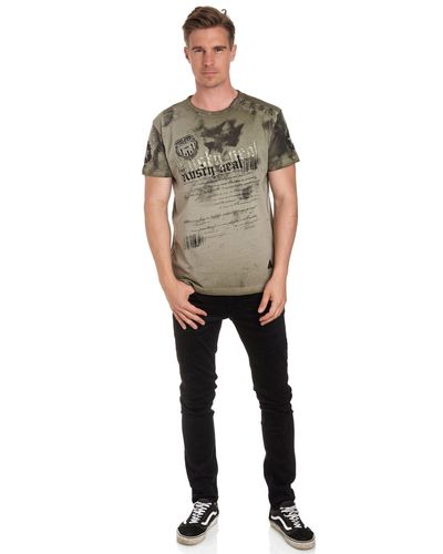 Rusty Neal T-Shirt in tollem Batik-Design - Schwarz