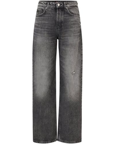 HUGO 5-Pocket-Jeans mit Used-Waschung (1-tlg) - Grau