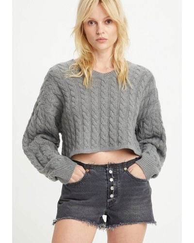Levi's Levi's® Wollpullover RAE CROPPED SWEATER mit Zopfmuster - Grau
