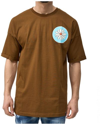 DENIM HOUSE OVERSIZE T-Shirt mit floralem Druck im lässigen Loose-Fit - Braun