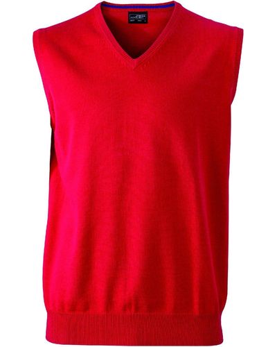 James & Nicholson JN 657 V-Neck Pullunder Leichte Strickqualität - Rot