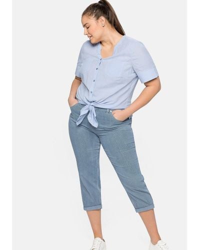 Sheego Stretch-Jeans Große Größen in 7/8 Länge, mit Allover-Streifen - Blau