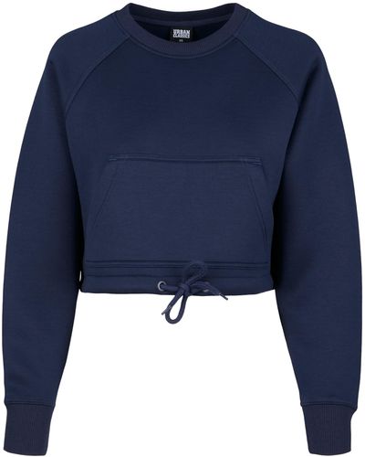 Urban Classics Sweater Ladies Oversized Short Raglan Crew (1-tlg) - Blau