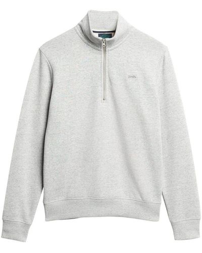 Superdry Sweater ESSENTIAL HALF ZIP SWEATSHIRT Athletic - Weiß