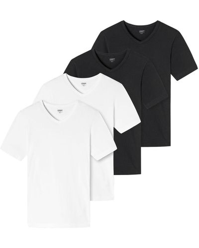 Uncover By Schiesser T-Shirt Basic hochwertig, weich, mit V-Ausschnitt im 4er Pack - Schwarz