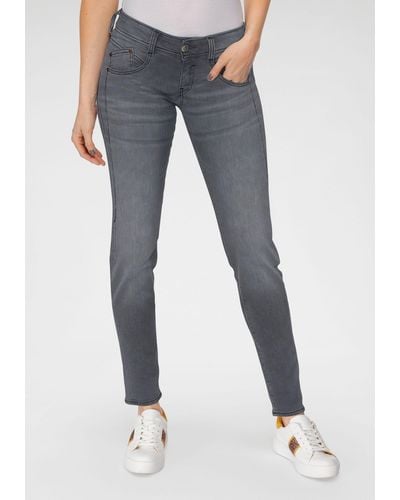 Herrlicher Stretch- Gila Organic Slim Jeans mit seitlichem Keileinsatz aus Candiani Denim - Grau