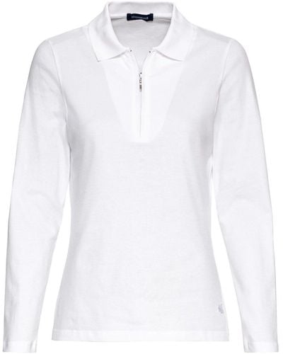 Highmoor Langarm-Poloshirt mit Zipper - Weiß