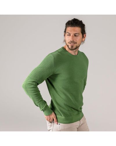 Living Crafts Sweatshirt PIETRO Stylisches Strickmuster in raffinierter Streifenoptik und Haptik - Grün