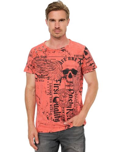 Rusty Neal T-Shirt mit Allover-Print - Rot