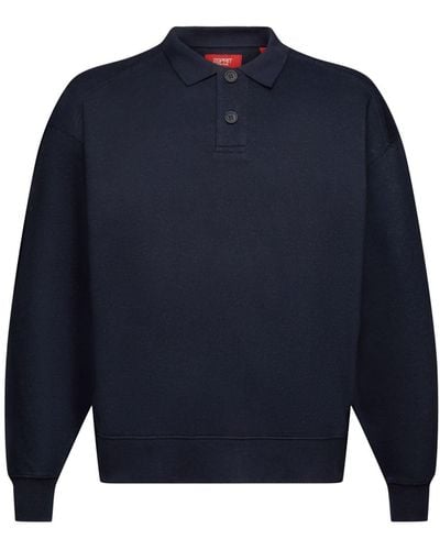 Esprit Langärmliges Polo-Sweatshirt (1-tlg) - Blau