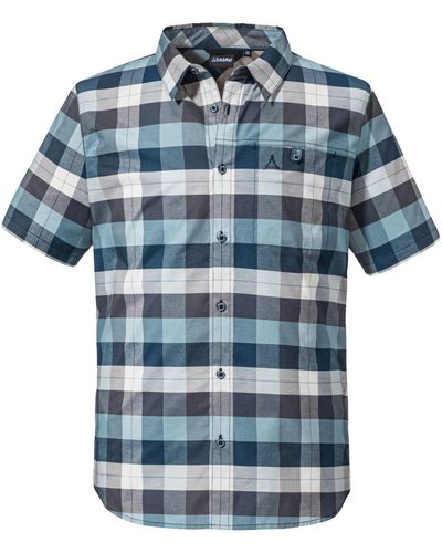 Schoeffel Outdoorhemd Shirt Moraans SH M mit gesticktem Markenlogo auf Brust und Oberarm - Blau
