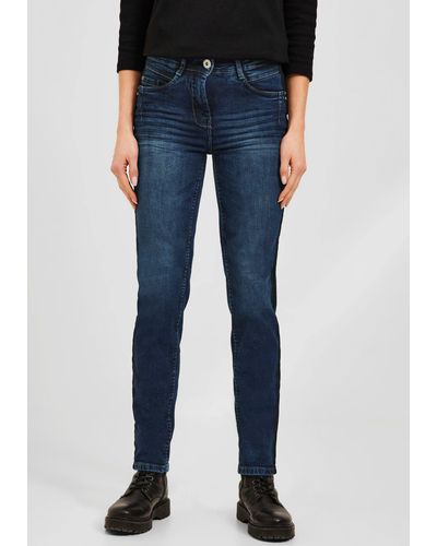 Cecil Bootcut-Jeans Toronto mit Leder-Badge in Blau | Lyst DE