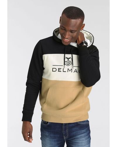 Delmao Kapuzensweatshirt mit Blockstreifen und Print-NEUE MARKE! - Schwarz