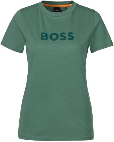BOSS ORANGE T-Shirt C_Elogo Premium mode mit kontrastfarbenem BOSS-Schriftzug - Grün