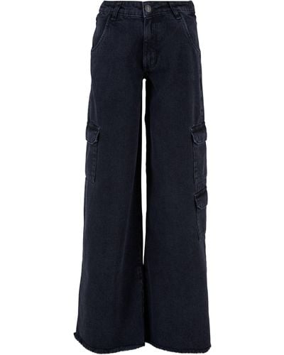 Urban Classics Bequeme Jeans Ladies Mid Waist Cargo Denim Pants - Blau