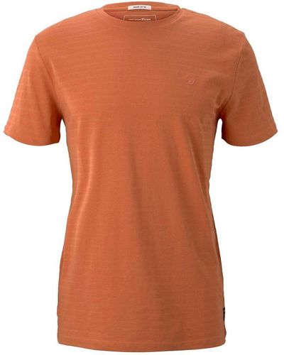 Tom Tailor T-Shirt Structured (1-tlg) aus pflegeleichter Baumwollmischung - Orange