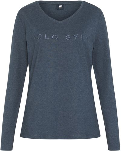 Polo Sylt Print-Shirt im Label-Design - Blau