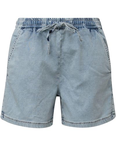 QS Shorts Jeans-Short / Regular Fit / Mid Rise / Wide leg Label-Patch - Blau