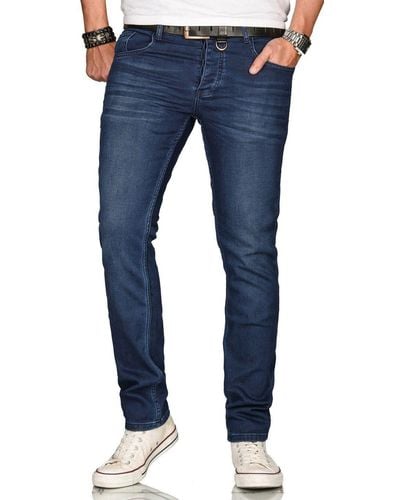 Alessandro Salvarini Straight-Jeans ASElia mit fein strukturiertem Jeansstoff und 2% Elasthan - Blau