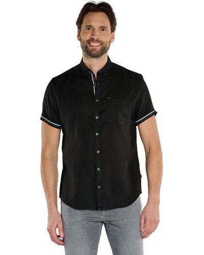 Engbers Kurzarmhemd Kurzarm-Hemd aus Leinen - Schwarz