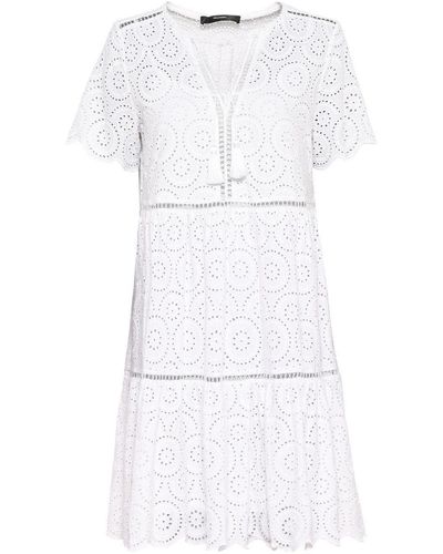 Hallhuber A-Linien-Kleid aus Lochspitze mit Stufenvolants - Weiß
