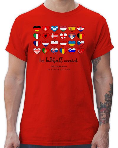 Shirtracer T-Shirt Deutschland Länder Herzen - Rot