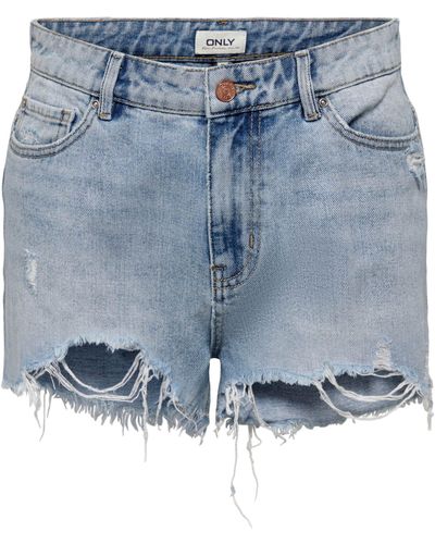 ONLY Jeansshorts Pacy (1-tlg) Fransen, Weiteres Detail - Blau