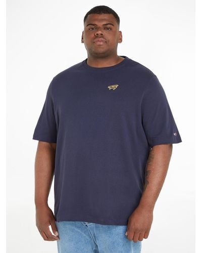 Tommy Hilfiger Plus Classic Fit T-Shirt mit Signatur-Logo - Blau