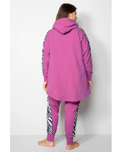 TruYou Sweatshirt Hoodie A-Line Kapuze Schriftzug Leo-Streifen - Pink