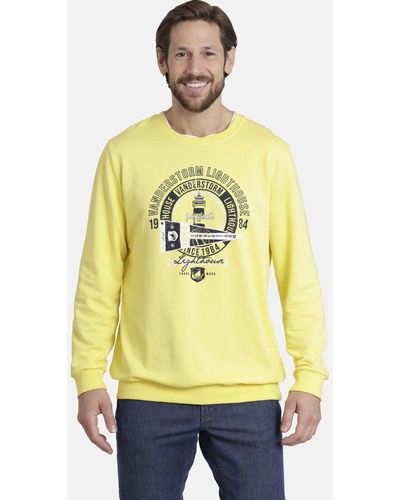 Jan Vanderstorm Sweatshirt DYRIK in weicher Baumwolle mit Print - Gelb