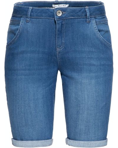 ATT Jeans Jeansshorts Lola mit kleinem Umschlag am Saum - Blau