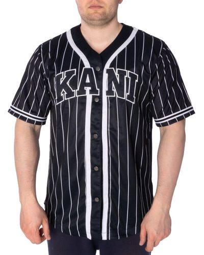 Karlkani T-Shirt Hemd Serif Pinstripe Basball (1-tlg) - Schwarz