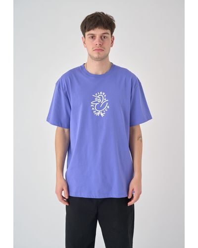CLEPTOMANICX T-Shirt Sketch Type mit tollem Frontprint - Blau