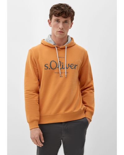 S.oliver Sweatshirt Hoodie mit Frontprint - Orange