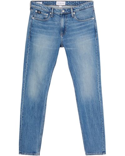 Calvin Klein Calvin Klein Tapered-fit-Jeans SLIM TAPER mit Leder-Badge - Blau