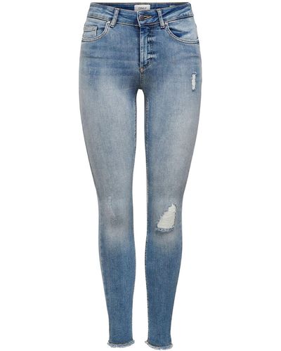 ONLY Fit- Skinny Jeans Destroyed Stretch Denim Ankle Hose ONLBLUSH 4527 in Blau