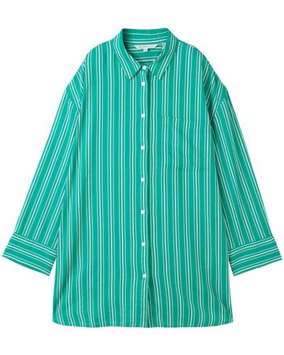 Tom Tailor Blusentop oversized linen shirt - Grün
