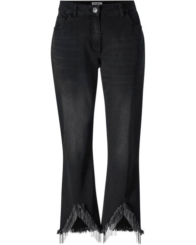 Angel of Style Regular-fit- 3/4-Jeans Schlag mit Zierketten 5-Pocket - Schwarz