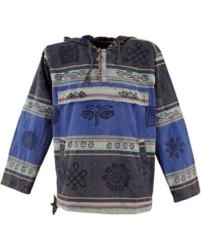Guru-Shop Sweater Goa Kapuzenshirt - Blau